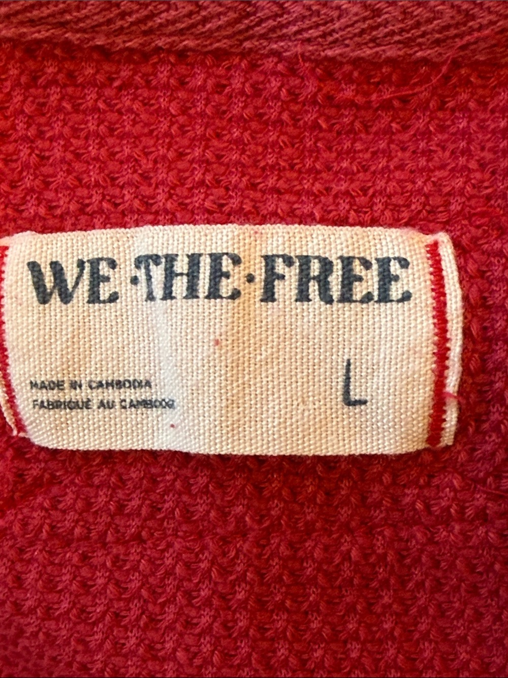 We The Free Waffle-Knit Henley Pullover in Deep Pink size Large - Picture 6 of 6